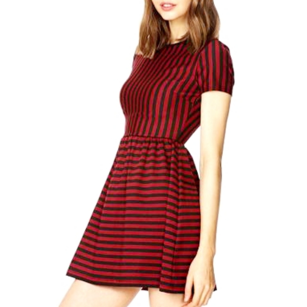 FOREVER 21 Stripe Fit & Flare Skater Dress NWOT - Picture 3 of 11